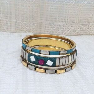 Set of 3 Boho Bangle Bracelets Multicolor Casual Business or Retro Party Wear